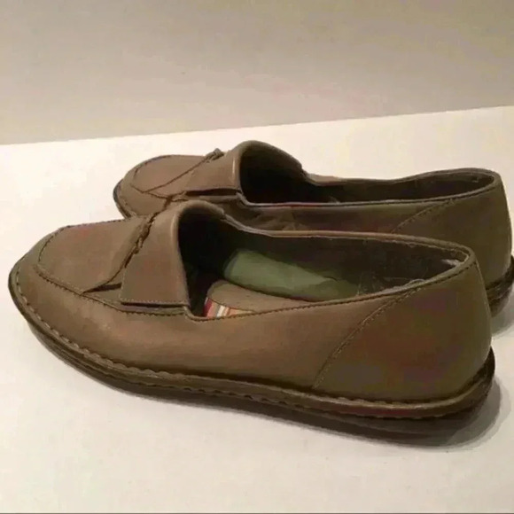 Eurostep Flats 8 Green Leather Square toe loafers - Picture 4 of 9